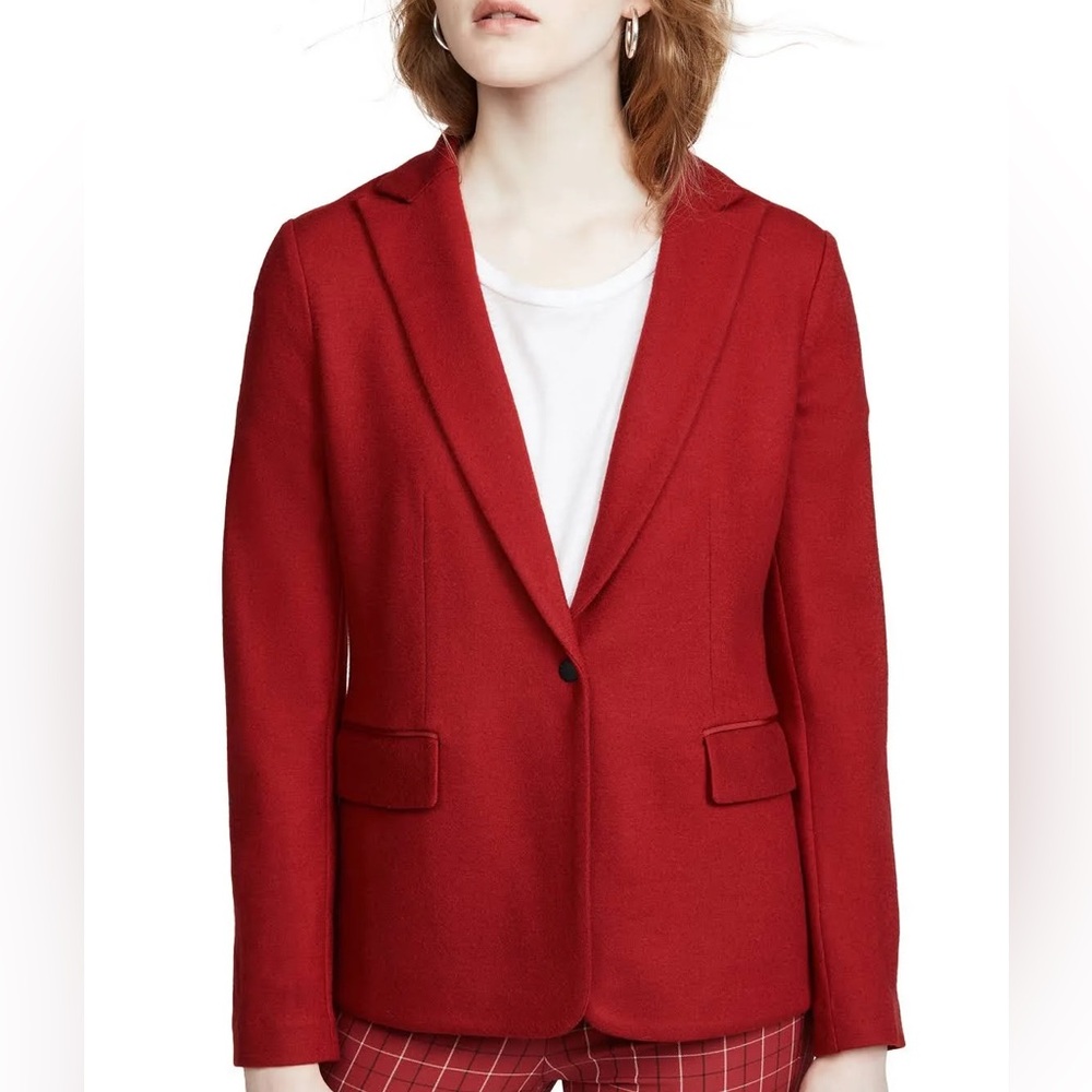Rag & Bone Blazer Lexington Jacket Red Wool Blend Single Button Plaid Lining